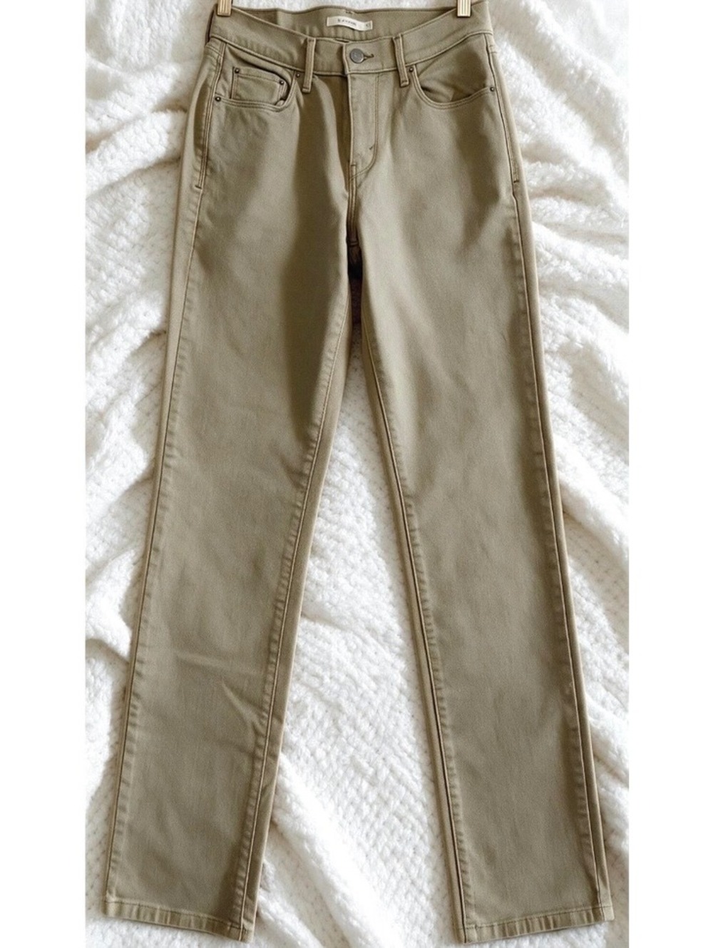 Levi’s 505 Straight Leg Jeans Tan Khaki Mid Rise Indie Gorpcore Denim Size 28